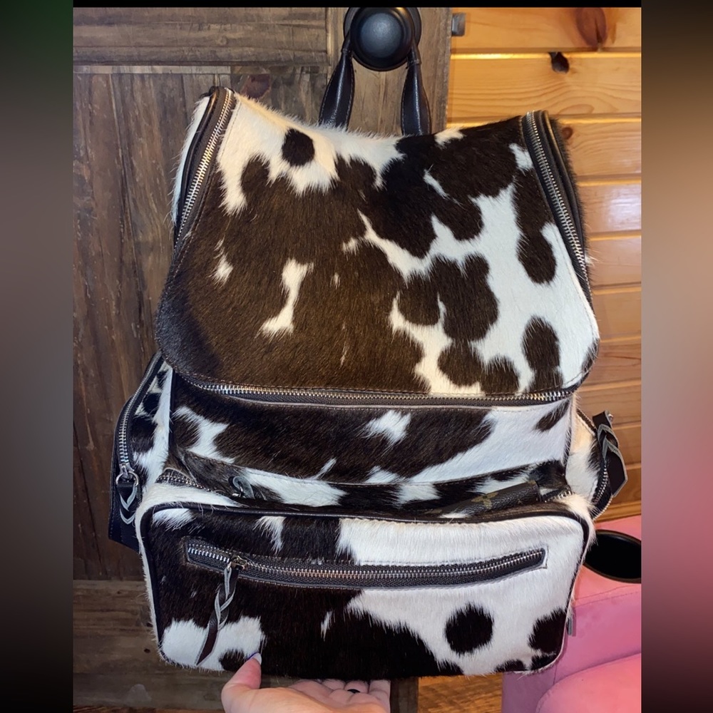 Cowhide diaper bag